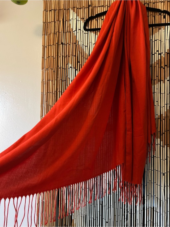 Fattorseta Accessories - Orange Fringe Scarf, Wrap made in Italy